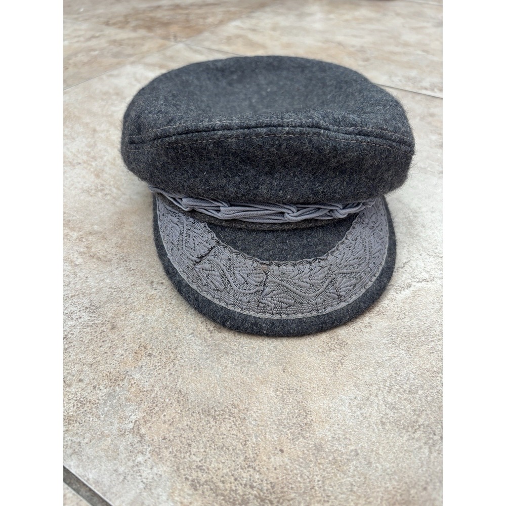 Vintage Dorfman Pacific Greek Fisherman Cap Gray Wool Made Greece Fiddler Hat M